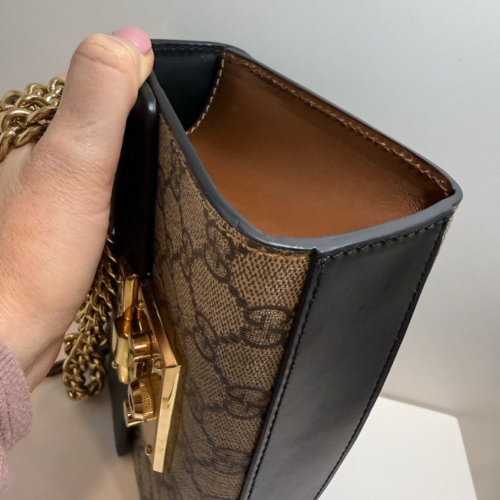 Gucci GG Monogram Black/Tan Padlock Bag - Picture 4 of 12